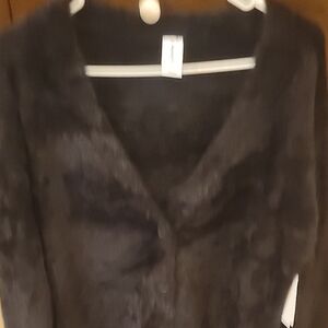 NWT Womens Abound Black Fuzzy Cardigan Sweater